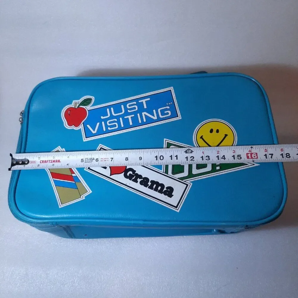 Vintage I heart love Grama kids Soft Suitcase Just Visiting Blue luggage Grandma
